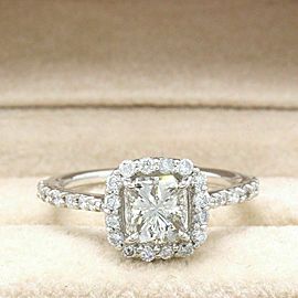 Radiant Cut Diamond Engagement Ring 1.70 tcw Halo Design in 14k White Gold