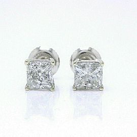 Princess Cut Diamond Stud Earrings 1.60 tcw Set in 14k White Gold $9,000 Retail