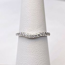 A. JAFFE Round Diamond Contour V Wedding Band Ring 18k White Gold 2 MM #2