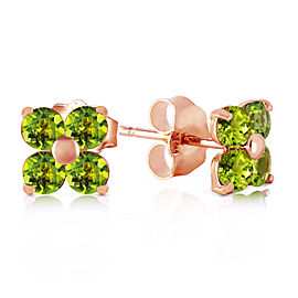 1.15 CTW 14K Solid Rose Gold Diana Peridot Stud Earrings