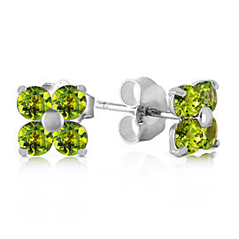 1.15 CTW 14K Solid White Gold Glimmering Smile Peridot Earrings