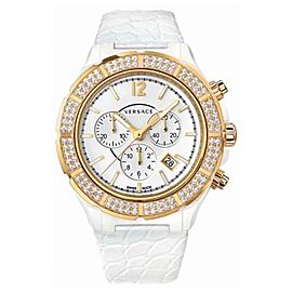 New Versace DV One 28CCP11D001 S001 Gold IP Ceramic 43MM Diamond Quartz Watch