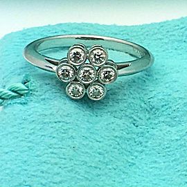 Tiffany & Co Diamond Flower Ring Bezel Set Rounds 0.30 tcw F VVS in Platinum