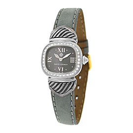 Ladies David Yurman Thoroughbred Silver 925 MOP Diamond 21MM Quartz Watch