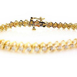 Round Brilliant Diamonds S Link 3.00 tcw 18K Yellow Gold Tennis Bracelet