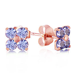 1.15 CTW 14K Solid Rose Gold Stud Earrings Natural Tanzanite