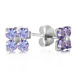 1.15 CTW 14K Solid White Gold Stud Earrings Natural Tanzanite