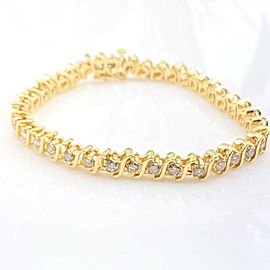 Diamond S Link Tennis Bracelet 4.00 CTW 14K Yellow Gold