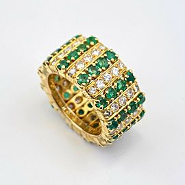 Emerald and Diamond Eternity Cocktail Ring 18K Yellow Gold