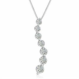 1.00 Carat Diamond Journey Pendant Necklace 14K White Gold