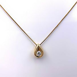 Diamond Tear Drop Pendant with Chain 14K Yellow Gold