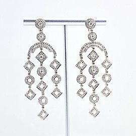 Diamond Geometric Chandelier Earrings 2 Carats 14K White Gold