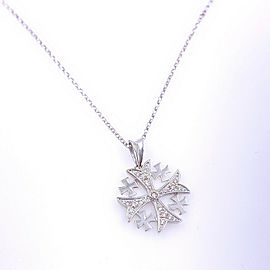 Diamond Jerusalem Cross Pendant 14K White Gold Necklace