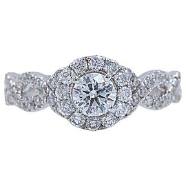 Neil Lane Round Diamond Halo 1.00 tcw Twist Band Engagement Ring 14kt White Gold