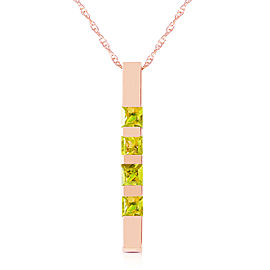 14K Solid Rose Gold Necklace Bar with Natural Peridots