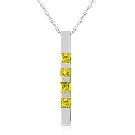 0.35 CTW 14K Solid White Gold Necklace Bar Natural Peridot