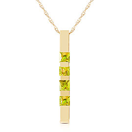 0.35 CTW 14K Solid Gold Necklace Bar Natural Peridot