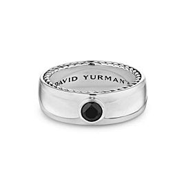 DAVID YURMAN STERLING SILVER BLACK DIAMOND 6 mm STREAMLINE BAND RING NEW BOX