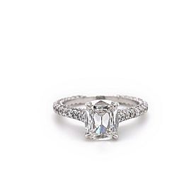 Henri Daussi 1.92 tcw Cushion Diamond Three Sided Solitaire Engagement Ring 14k