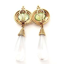 Authentic! Temple St Clair 22k Yellow Gold Green Beryl Rock Crystal Earrings