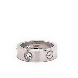 CARTIER 3 Diamonds LOVE Ring 18kt White Gold SZ 51