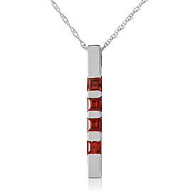 0.35 CTW 14K Solid White Gold Necklace Bar Natural Garnet