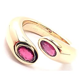 Cartier 18k Yellow Gold Ruby Ellipse Deux Tetes Croisees Bypass Ring