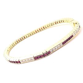 Vintage Authentic Tiffany & Co 18k Yellow Gold Diamond Ruby Line Bracelet