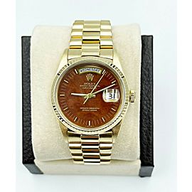 Rolex President Day Date 18038 Wood Walnut Dial 18K Yellow Gold