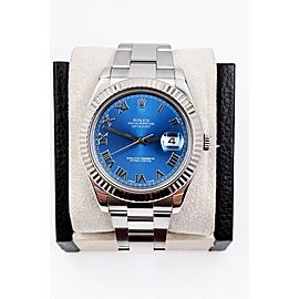 Rolex 116334 Datejust 41 Blue Roman Dial Stainless Steel 18K White Gold Bezel