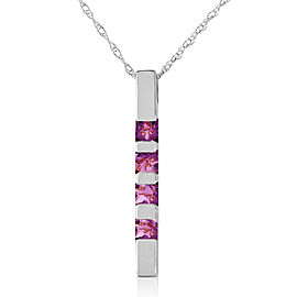 0.35 CTW 14K Solid White Gold Necklace Bar Natural Purple Amethyst