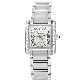 Cartier Tank Francaise 2302 Unisex Diamond Steel Date Automatic 28MM Watch