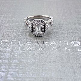 Celebration Grand Ideal 1 1/2 tcw Emerald Diamond Frame Engagement Ring 14kt WG