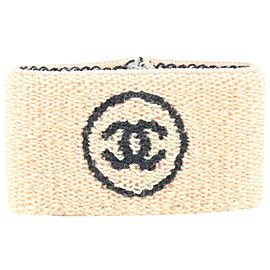 Chanel Pink x Black Wristband Sweat Band Gym Bracelet 730cas622