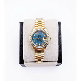 Rolex Ladies President Datejust 79178 Blue MOP Diamond Dial 18K Yellow Gold