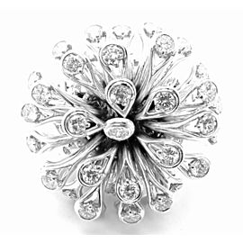 Authentic! Christian Dior 18k White Gold 6.5ct Diamond Large Flower Ring