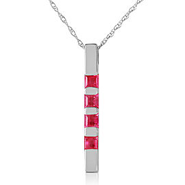 0.35 CTW 14K Solid White Gold Necklace Bar Natural Ruby