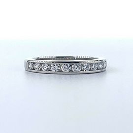 Tiffany & Co Channel Set Round Diamond Half Circle Wedding Band 3 MM Platinum #2