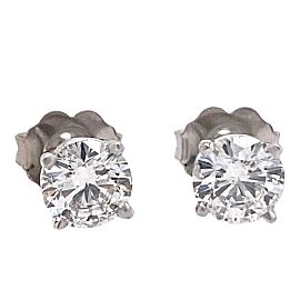 Round Brilliant Diamond 1.02 tcw Stud Earrings in 14kt White Gold