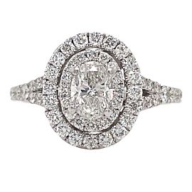 NEIL LANE 1 tcw Oval Diamond Double Halo Engagement Ring 14 kt White Gold