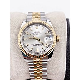 Rolex Datejust Midsize 31mm 178273 Silver Dial 18K Gold Steel 2017