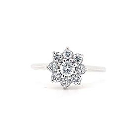 Round Brilliant Diamond Floral Halo 1/2 tcw Engagement Ring 14kt White Gold