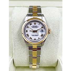 Rolex Ladies Datejust 69163 White Roman Dial 18K Yellow Gold Stainless Steel