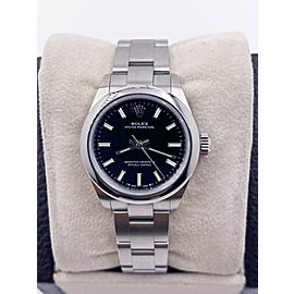 Rolex 276200 Ladies Oyster Perpetual Black Dial Stainless 28mm