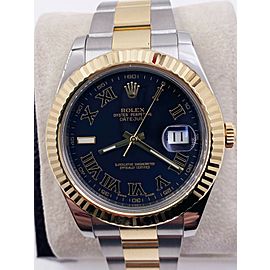 Rolex Datejust 41 Black Dial 116333 Black Roman 18K Gold Steel