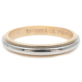 Auth Tiffany&Co. Milgrain Band Ring Yellow Gold Platinum US8.5 EU58 Used F/S