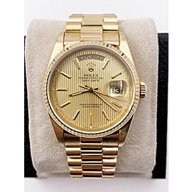 Rolex Day Date President Champagne Tapestry Dial 18k Gold Box Papers