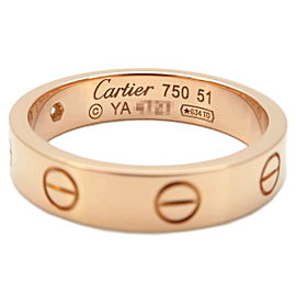 Authentic Cartier Mini Love Ring 1P Diamond K18 Rose Gold #51 US5.5-6 Used F/S