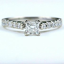 Princess Diamond Engagement Ring with Diamond Band 1.00 tcw 14k White Gold