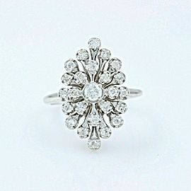 Round Diamonds 3 Tier Starburst Cocktail Ring 0.56 tcw set in 14k White Gold